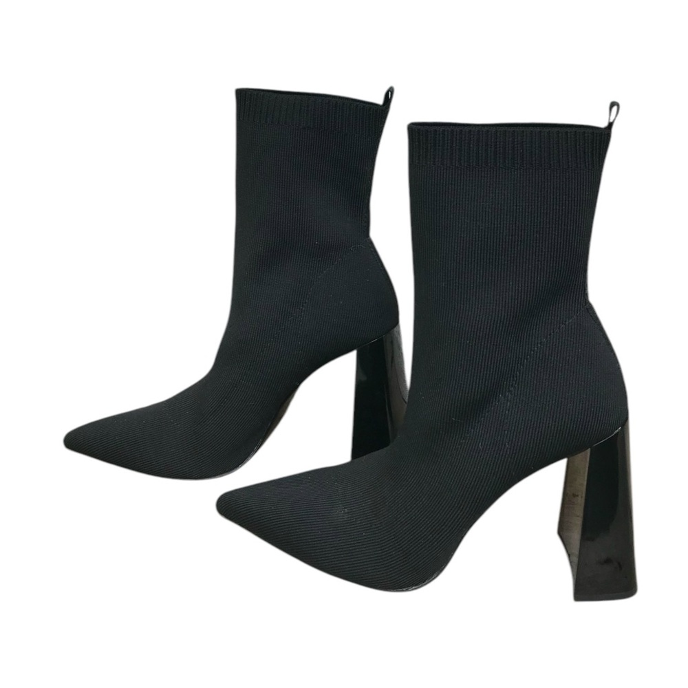 ***SOLD*** NWOT Zara Black Fabric Geometric Heeled Ankle Pointed Toe Boot.